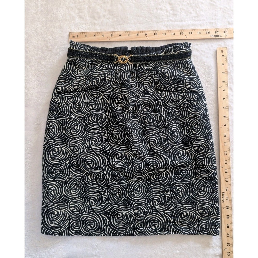 Anthropologie Elevenses Black & White‎ Print Textured Skirt Women's Sz 6 Belted